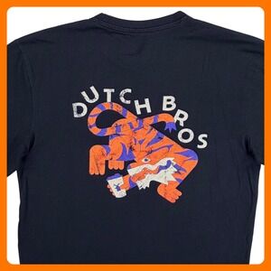 Dutch Bros Coffee Tiger T Shirt Unisex Medium Black Cotton Long Sleeve Uniform
